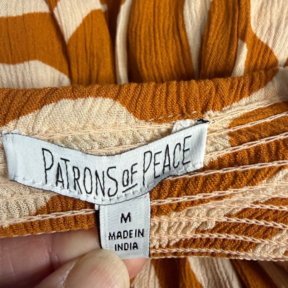 Patrons of Peace Maxi Dress Rayon Sunburst Print Smocked Back Boho Summer M - Picture 3 of 5